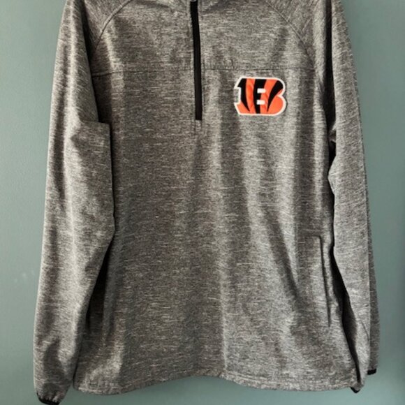 NFL Cincinnati Bengals L 1/4 Zip Pullover Sweatshirt Gray Wash Logo Cozy Pocket - Picture 6 of 8
